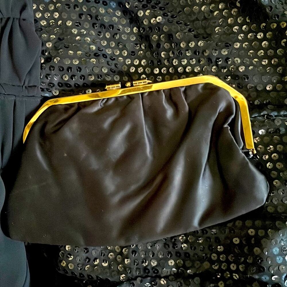80s gold lamé lined clutch
